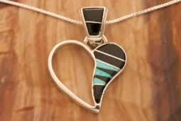 Calvin Begay Sterling Silver Open Heart Pendant